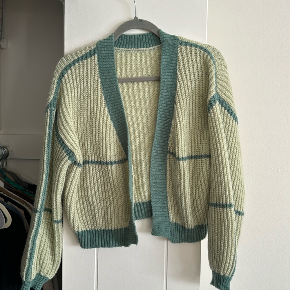 Slouchy Green Colorblock Cardigan